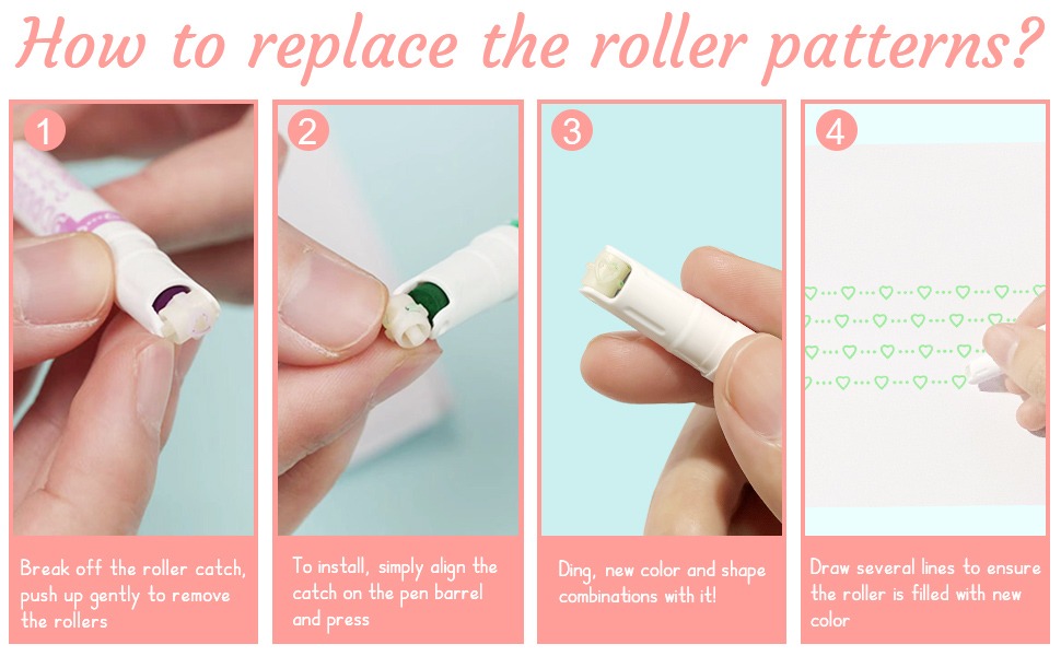 how to replace the roller patterns-Coloring Marker Curve Roller Pen