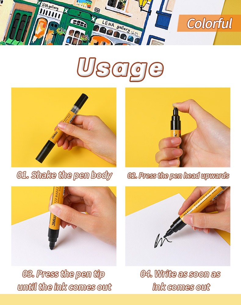 Usage-Double-headed Valve Acrylic Paint Markers Pen