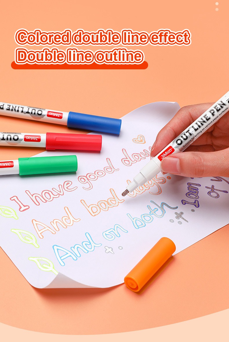 colored double line effect double line outline-Contour Coloring Marker Pen