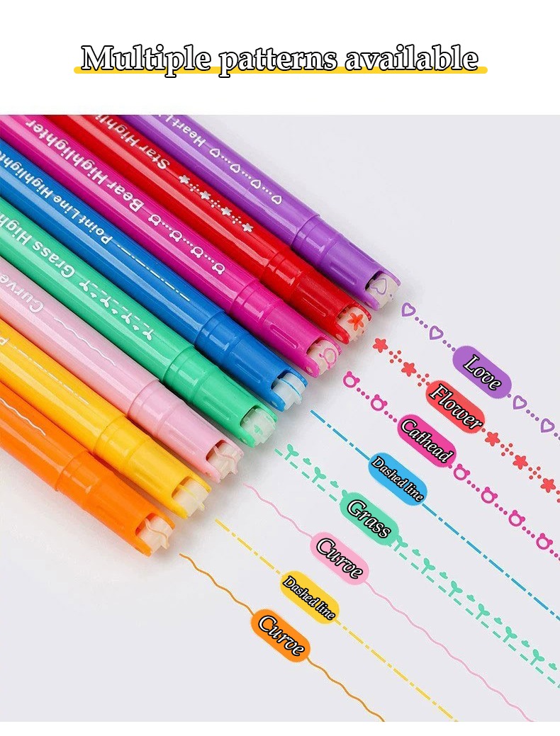 multiple patterns available-Curve Highlighter Markers Set