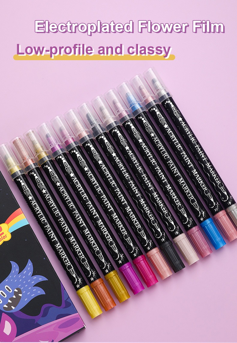 low -profile and classy-Headed Acrylic Metal Coloring Marker Pen 