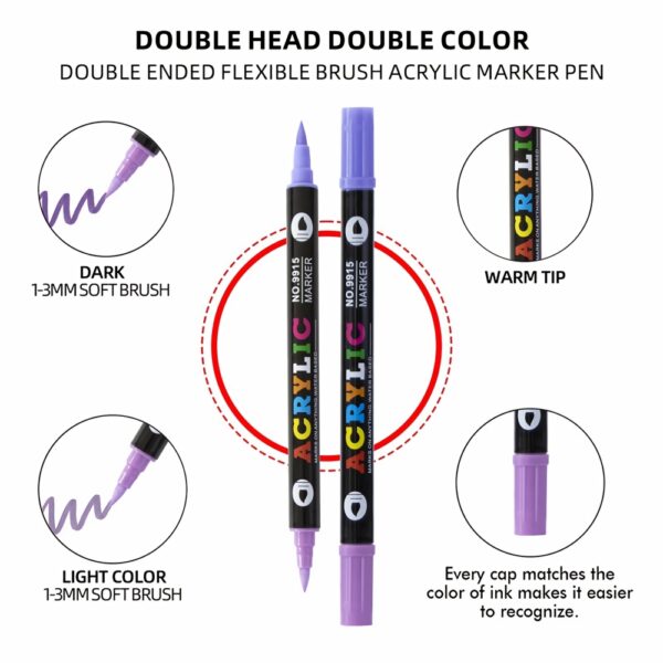 Double Headed Different Color Acrylic Marker Pen-9915 (8)