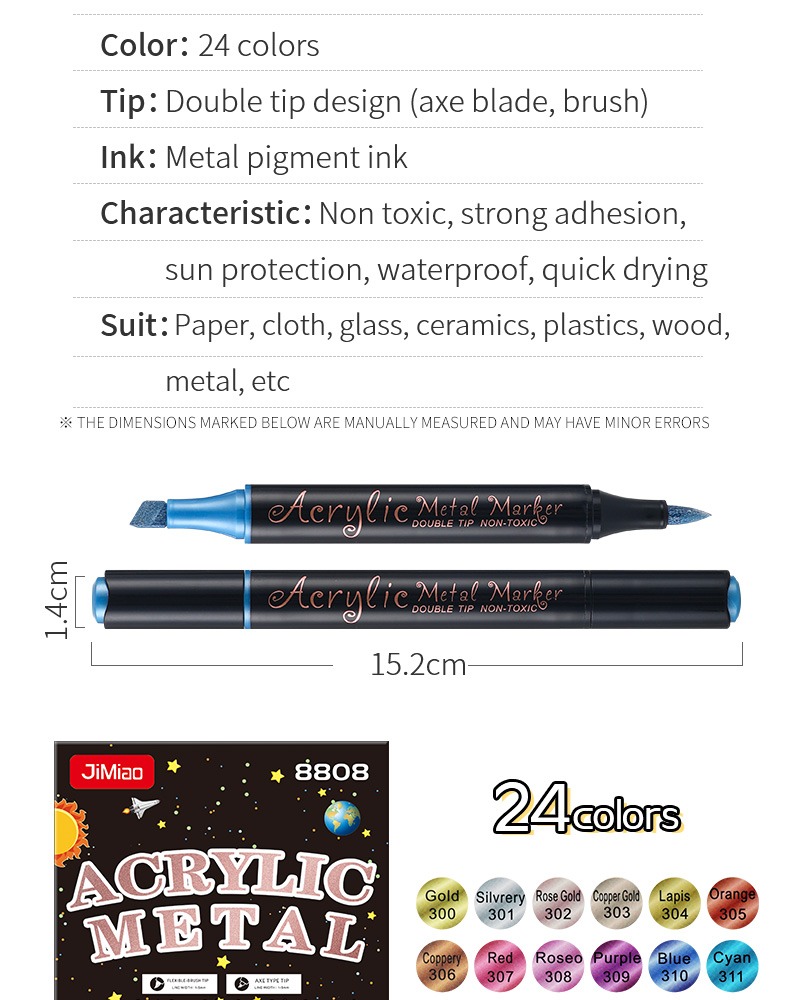 Double-headed Metal Acrylic Marker Pen