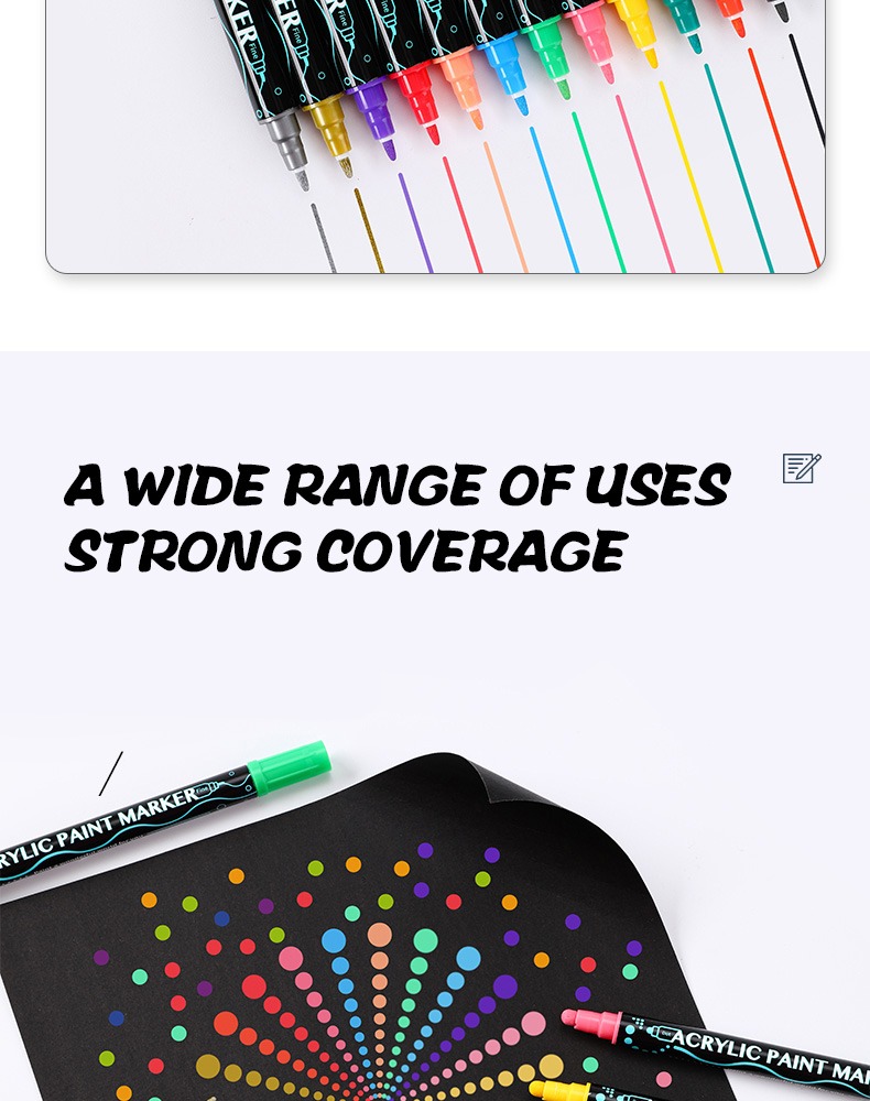 a wide range of uses strong coverage-Gouache Acrylic Coloring Marker Pen